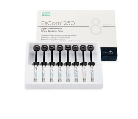ЭсКом / EsCom 250 (набор) - наногибридный светоотверждаемый композит (8шпр*4г + FineEtch 37% 5мл + EsBond 5мл), Spident / Корея